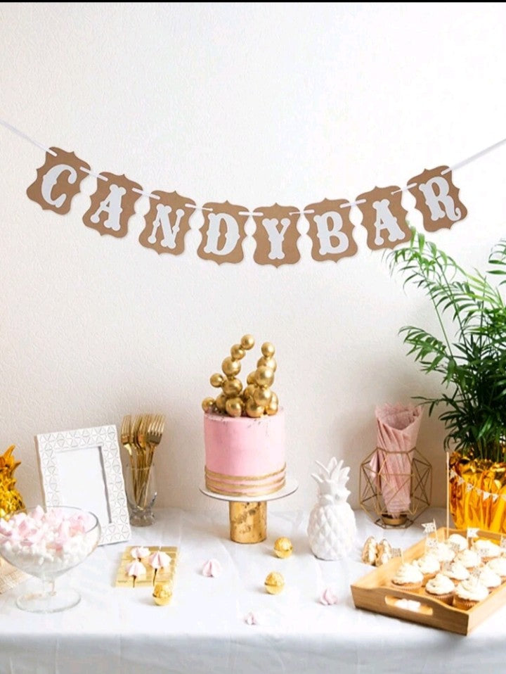 Banderole candy bar , papier kraft vintage longueur 300cm