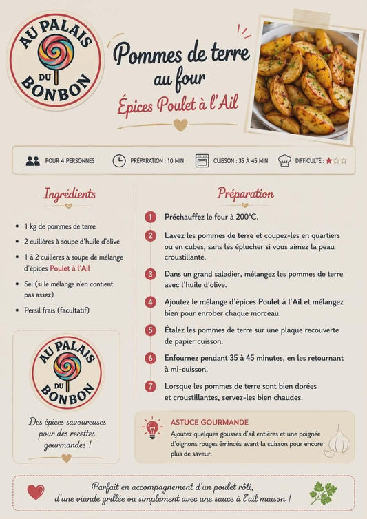 Pomme de Terre au four, épices poulet à l'ail