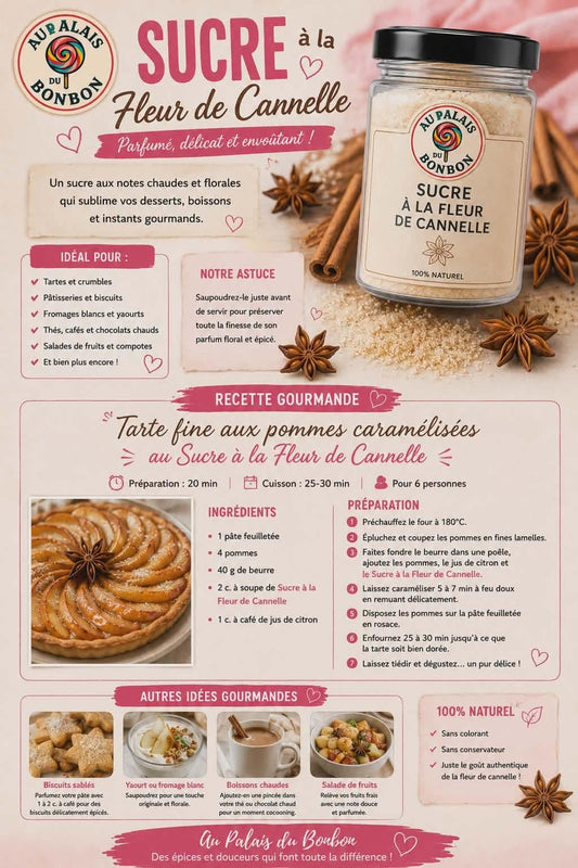 Tarte fine aux pommes, sucre fleur de cannelle