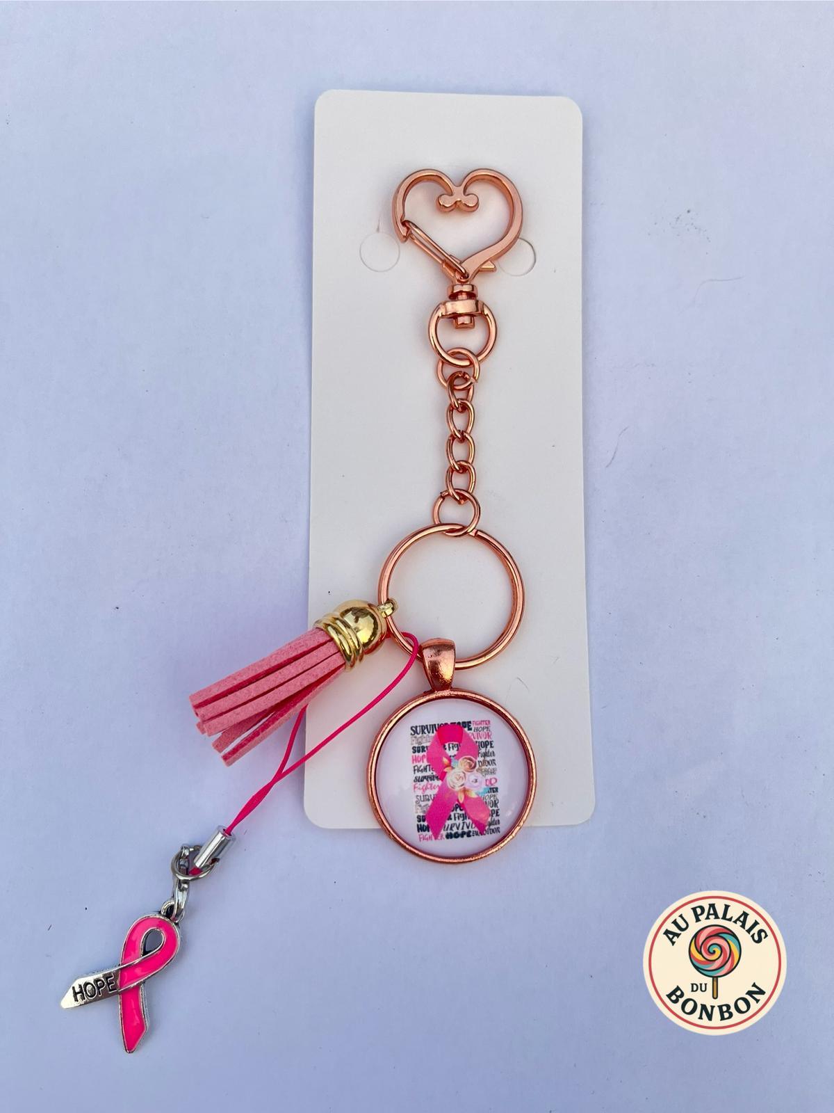 Porte clé Or Rose, Collection octobre rose