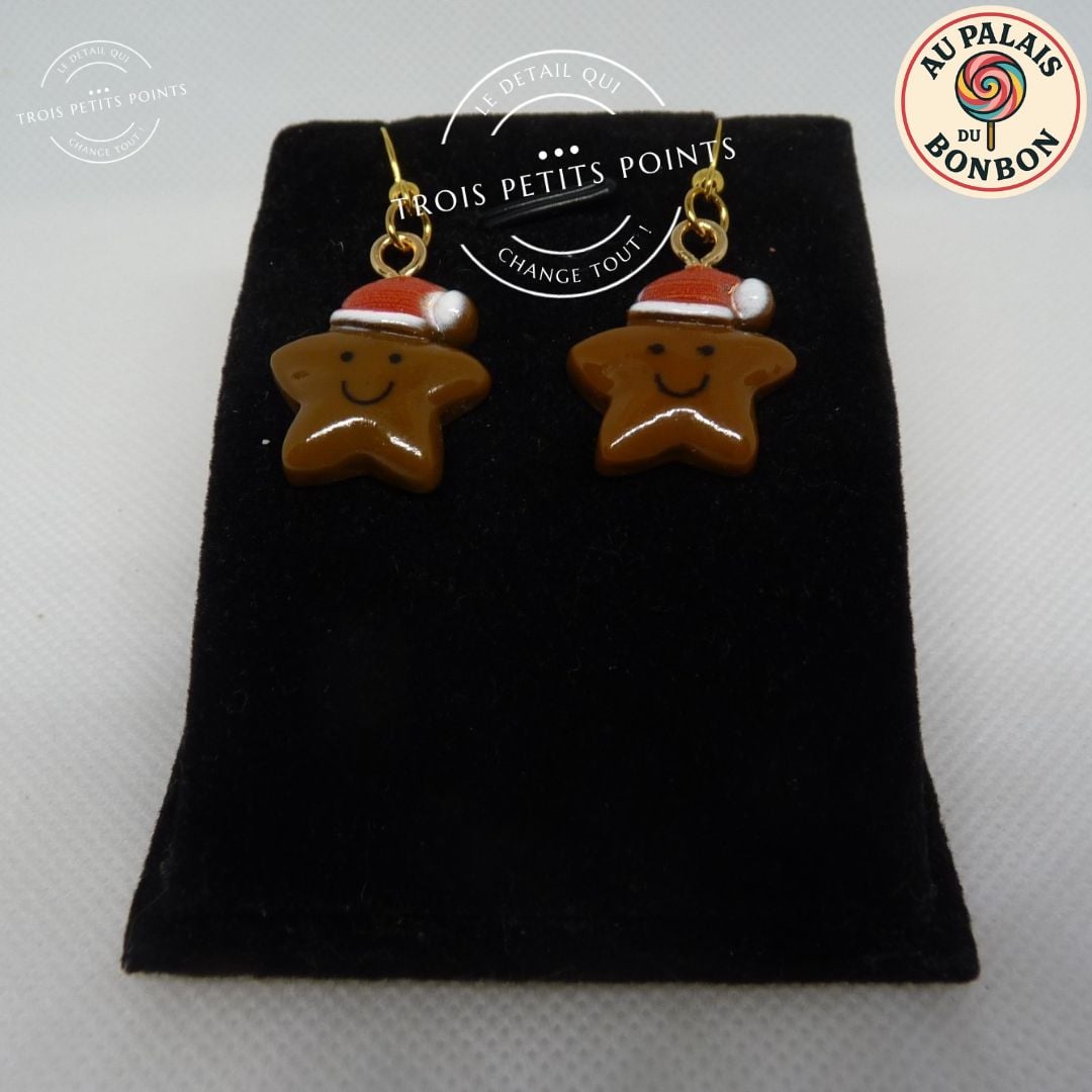 Boucles d'oreilles Étoile chocolat Noël