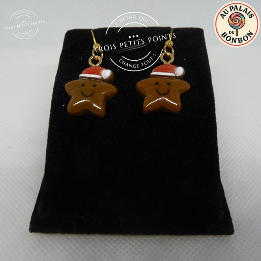 Boucles d'oreilles Étoile chocolat Noël