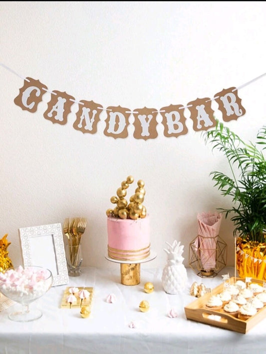 Banderole candy bar , papier kraft vintage longueur 300cm