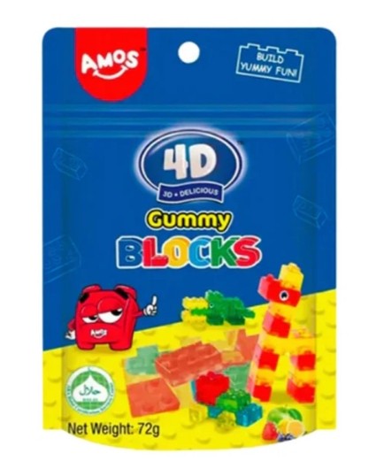 Amos 4D Gummy Blocks SACHET DE 72 GR