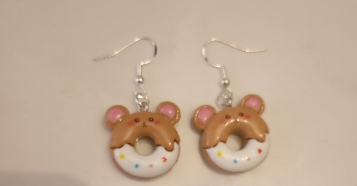 Boucles d'oreilles Ourson et Donuts